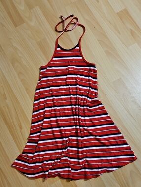 Mossimo Supply Co. Red, White & Blue Striped Halter Dress